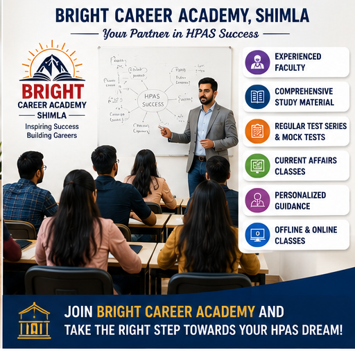 Complete HPAS Prelims preparation guide infographic showing exam process, syllabus, study plan, current affairs preparation, mock tests, and coaching support