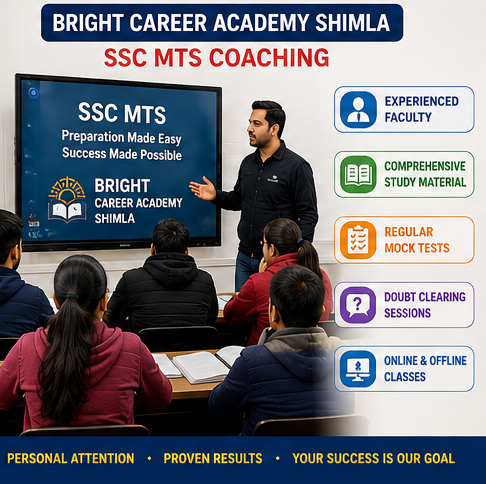 Students attending SSC MTS coaching classes at Bright Career Academy Shimla.